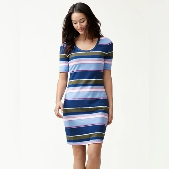 Tommy Bahama Shoreside Stripe T-shirt Dress NWOT Size L - Picture 1 of 9